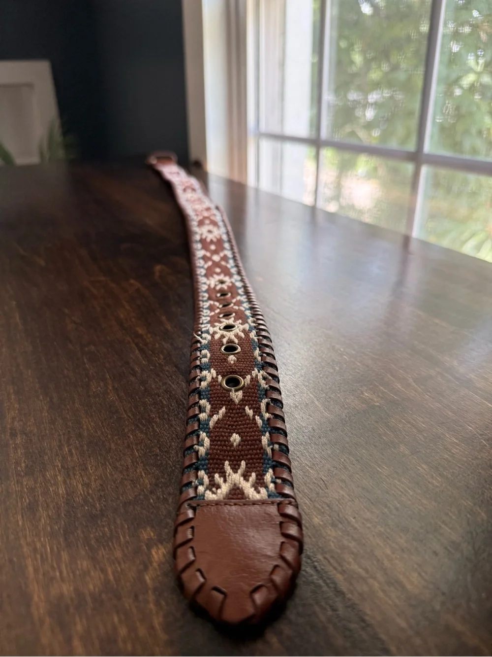 American Eagle Brown Embroidered Whipstitch Belt | Cowgirl | Boho | EUC